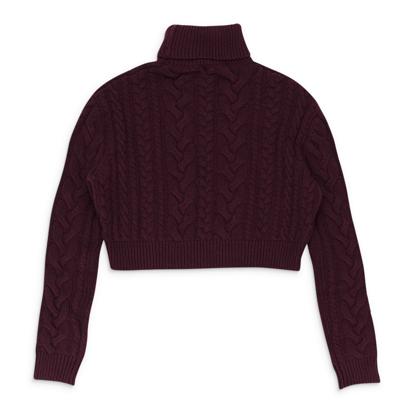 CABLE KNIT BURGUNDY TURTLENECK SWEATER