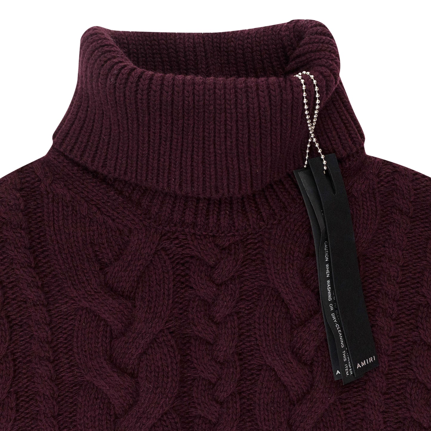 CABLE KNIT BURGUNDY TURTLENECK SWEATER