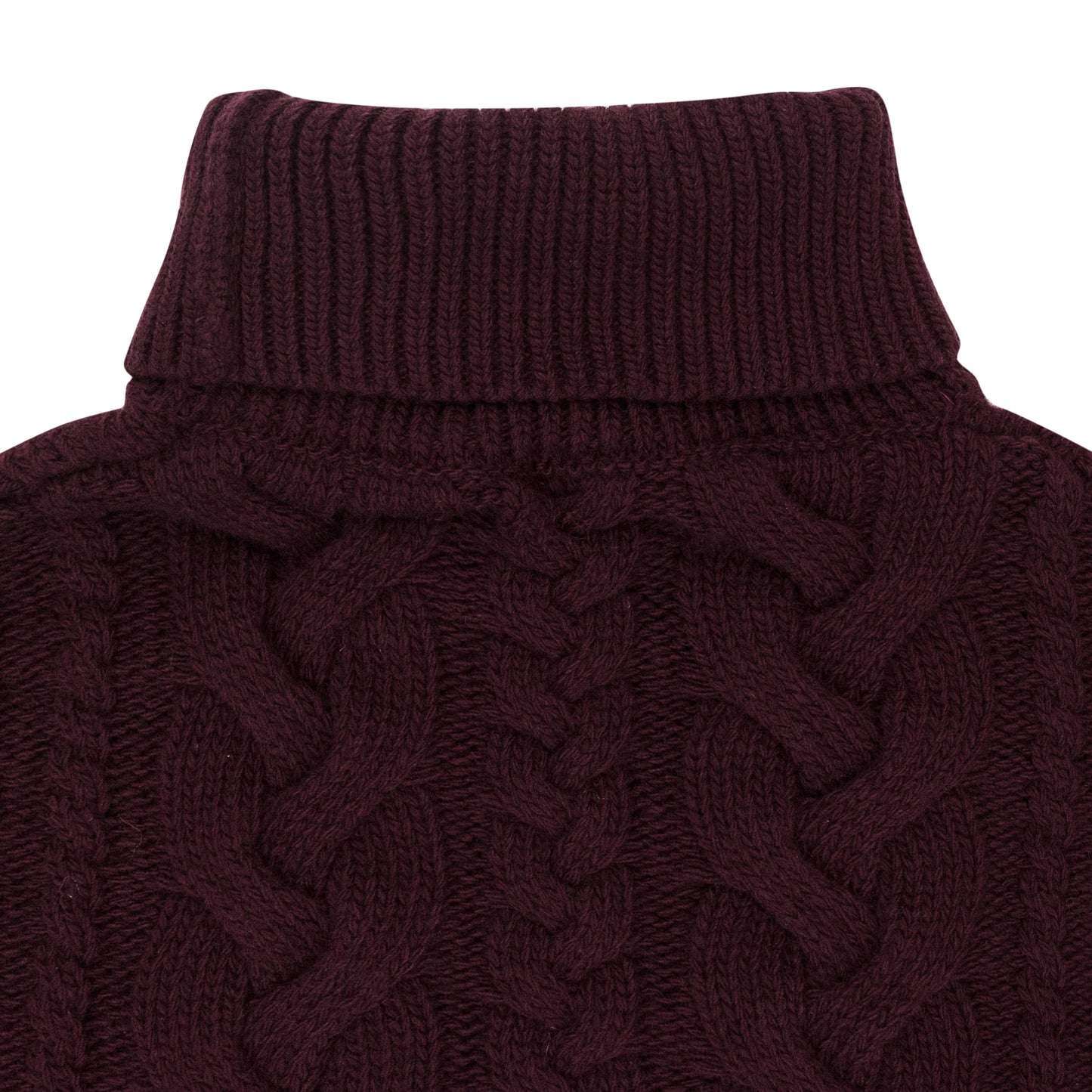 CABLE KNIT BURGUNDY TURTLENECK SWEATER