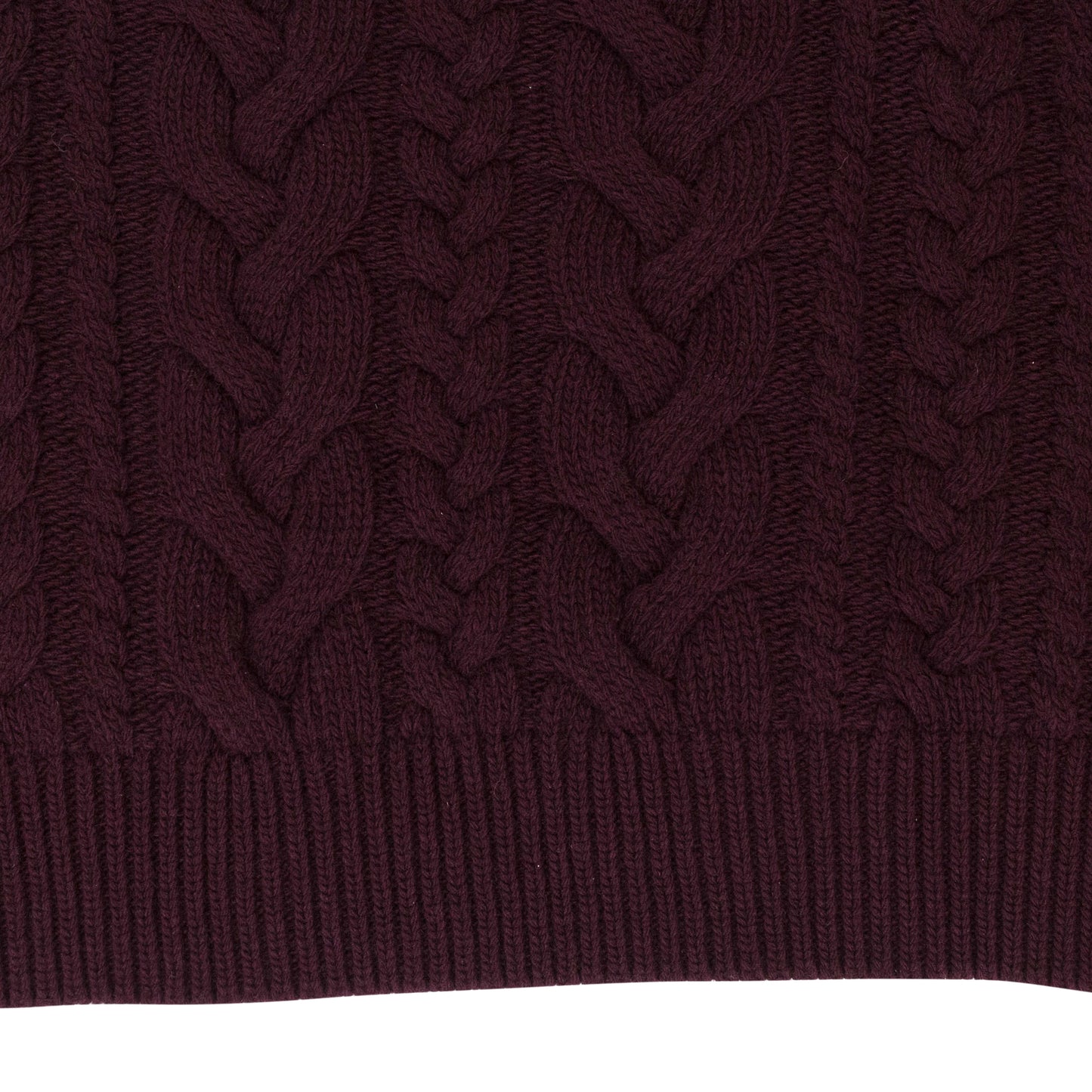 CABLE KNIT BURGUNDY TURTLENECK SWEATER