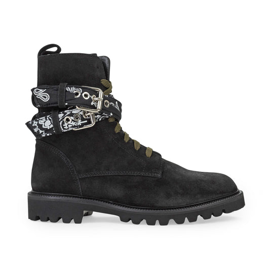 SUEDE BANDANA BLACK COMBAT BOOTS