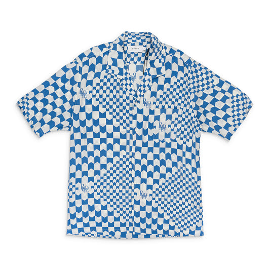 RACING CHECKER BLUE/WHITE BUTTON-UP SHIRT