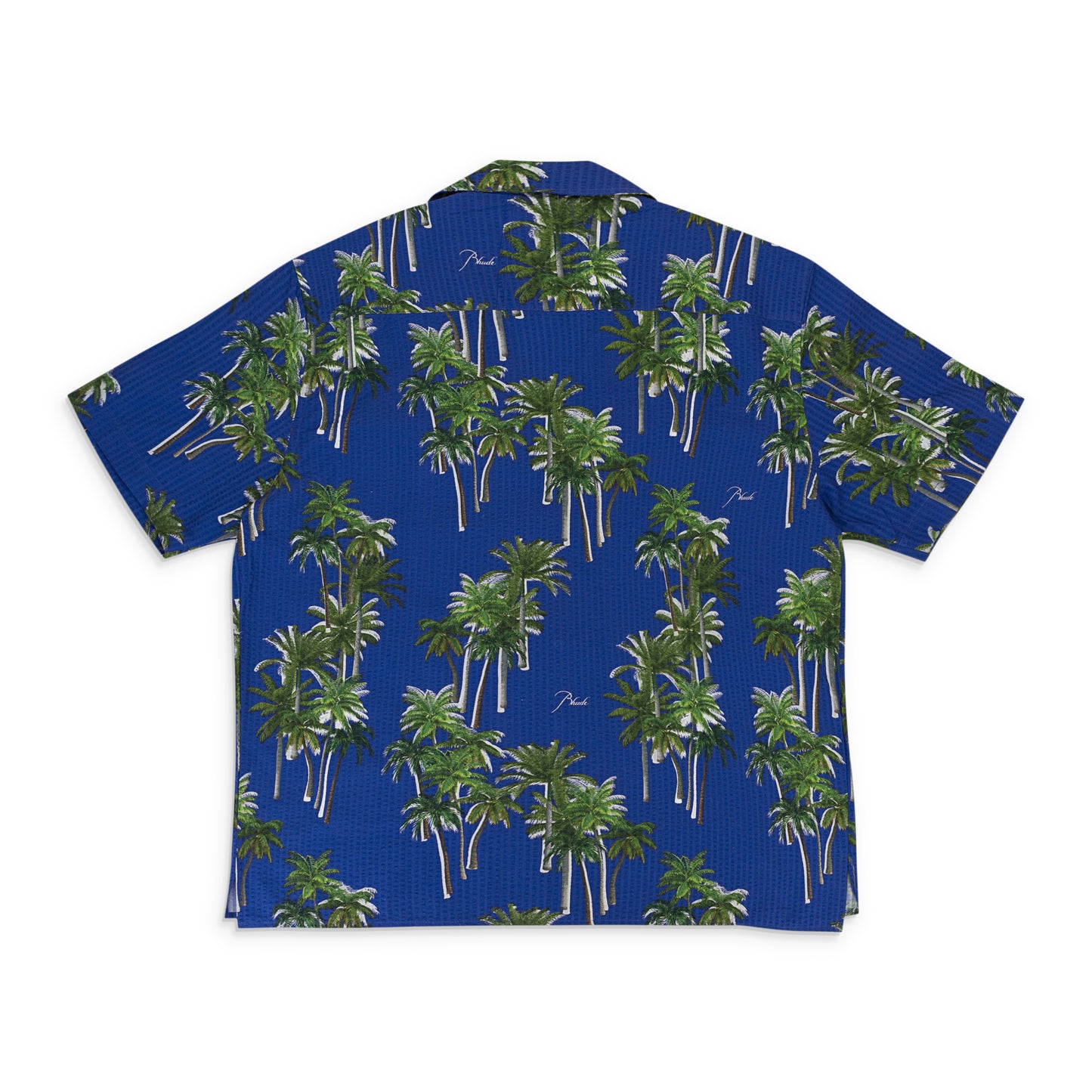 SEARSUCKER HAWAIIAN BLUE/GREEN BUTTON-UP SHIRT