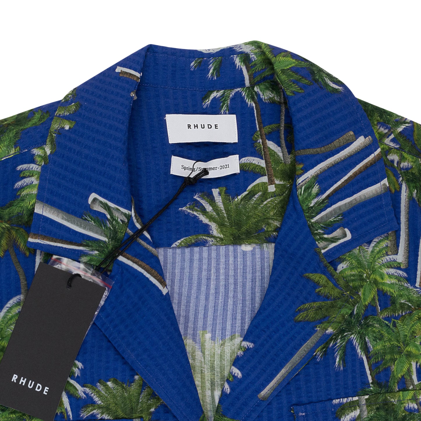 SEARSUCKER HAWAIIAN BLUE/GREEN BUTTON-UP SHIRT