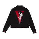 LA EXCLUSIVE STRIPPER POLE BLACK DENIM JACKET
