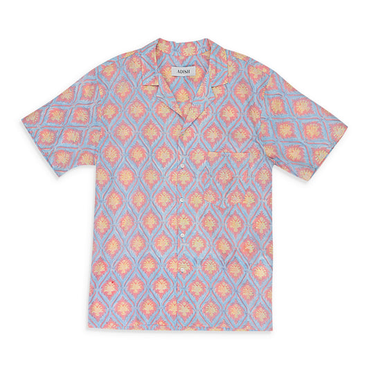 SAWSANAS SHORT SLEEVE BLUE PINK BUTTON-DOWN SHIRT