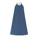 OPEN BACK BLUE SLIP DRESS