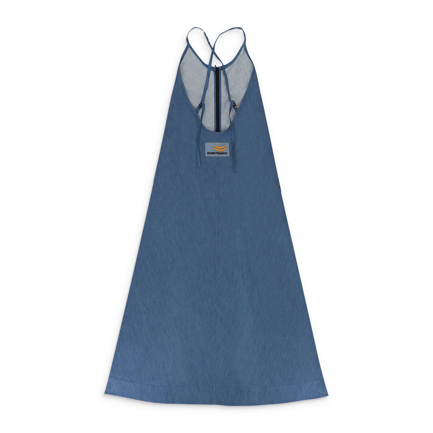 OPEN BACK BLUE SLIP DRESS