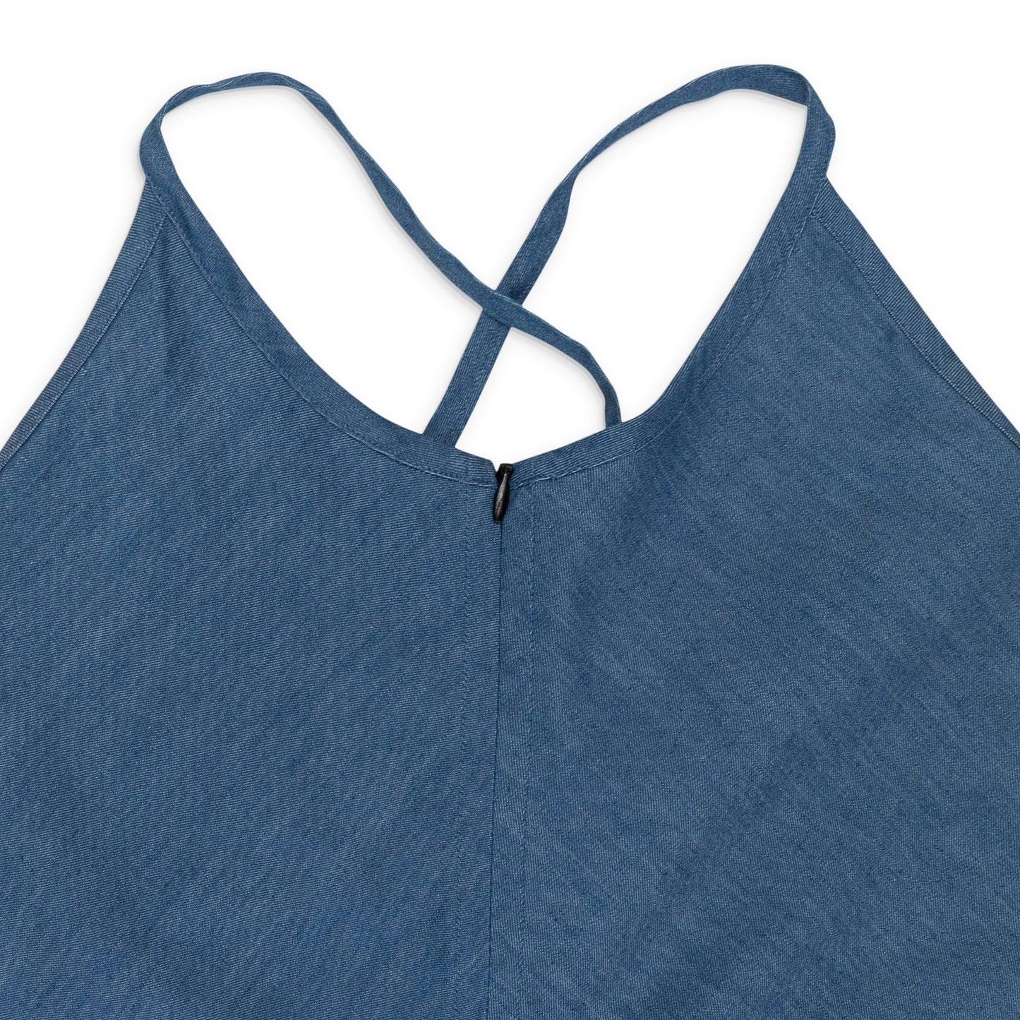 OPEN BACK BLUE SLIP DRESS