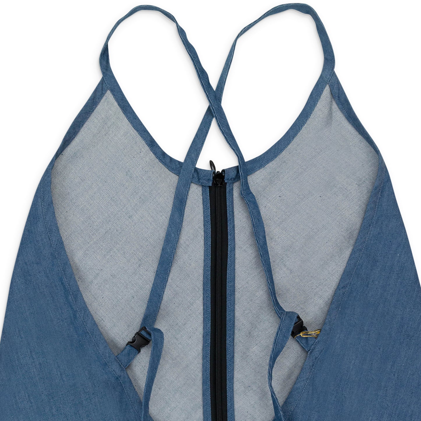 OPEN BACK BLUE SLIP DRESS