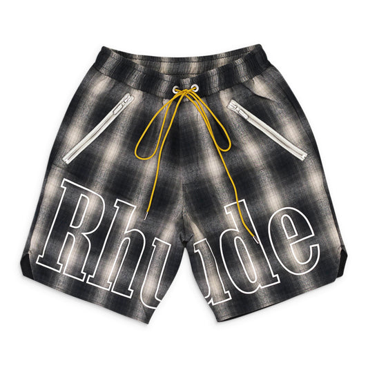 PLAID LOGO BLACK GREY SHORTS