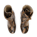 SNAKE PRINT EMMANUELLE BROWN ANKLE BOOTS