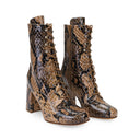 SNAKE PRINT EMMANUELLE BROWN ANKLE BOOTS