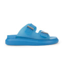 RUBBER BIRKE TRANSPARENT LAKE BLUE SILVER SLIDES 41