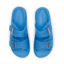 RUBBER BIRKE TRANSPARENT LAKE BLUE SILVER SLIDES 41