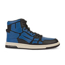 Black And Blue Leather Skeleton High Top Sneakers