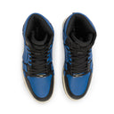 Black And Blue Leather Skeleton High Top Sneakers