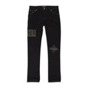 CAMO APPLIQUE BLACK STRAIGHT JEANS