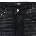 CAMO PATCH SHORT AGED BLACK DENIM SHORTS