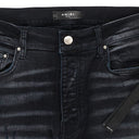 CAMO PATCH SHORT AGED BLACK DENIM SHORTS