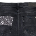 CAMO PATCH SHORT AGED BLACK DENIM SHORTS