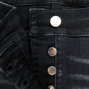 CAMO PATCH SHORT AGED BLACK DENIM SHORTS