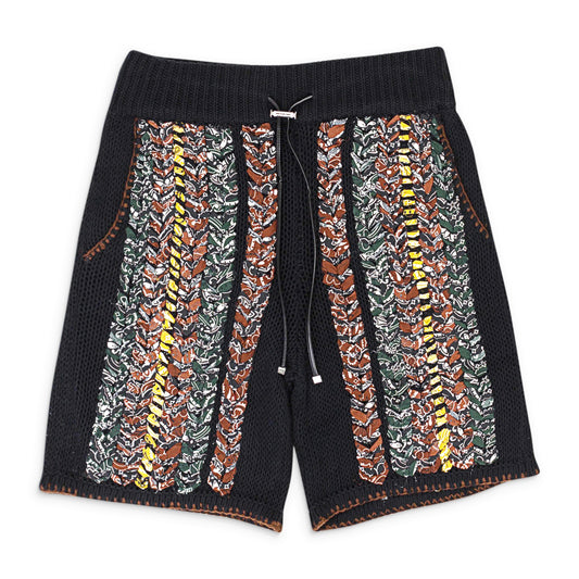 BRAIDED BANDANA BLACK SHORTS