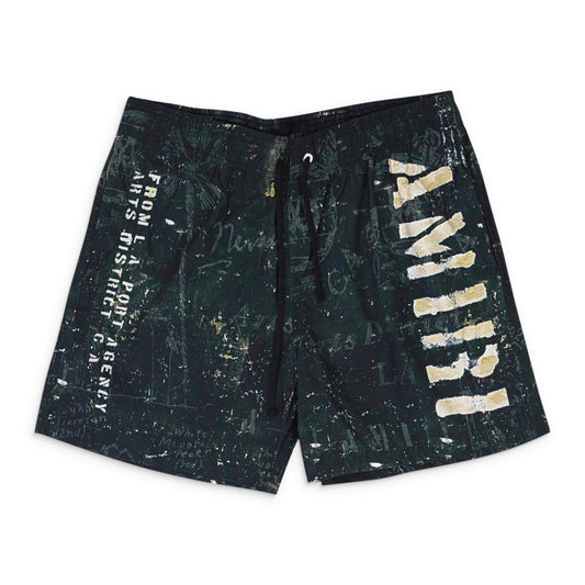 STENCIL MILITARY BLACK SWIM TRUNKS