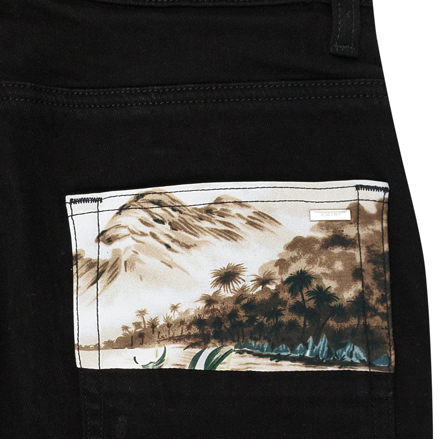 HAWAIIAN STAR ART PATCH BLACK OD SKINNY JEANS