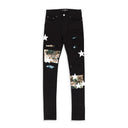 HAWAIIAN STAR ART PATCH BLACK OD SKINNY JEANS