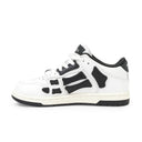 LEATHER PANELLED SKEL BLACK WHITE LOW-TOP SNEAKERS
