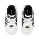 LEATHER PANELLED SKEL BLACK WHITE LOW-TOP SNEAKERS