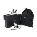 LEATHER PANELLED SKEL BLACK WHITE LOW-TOP SNEAKERS