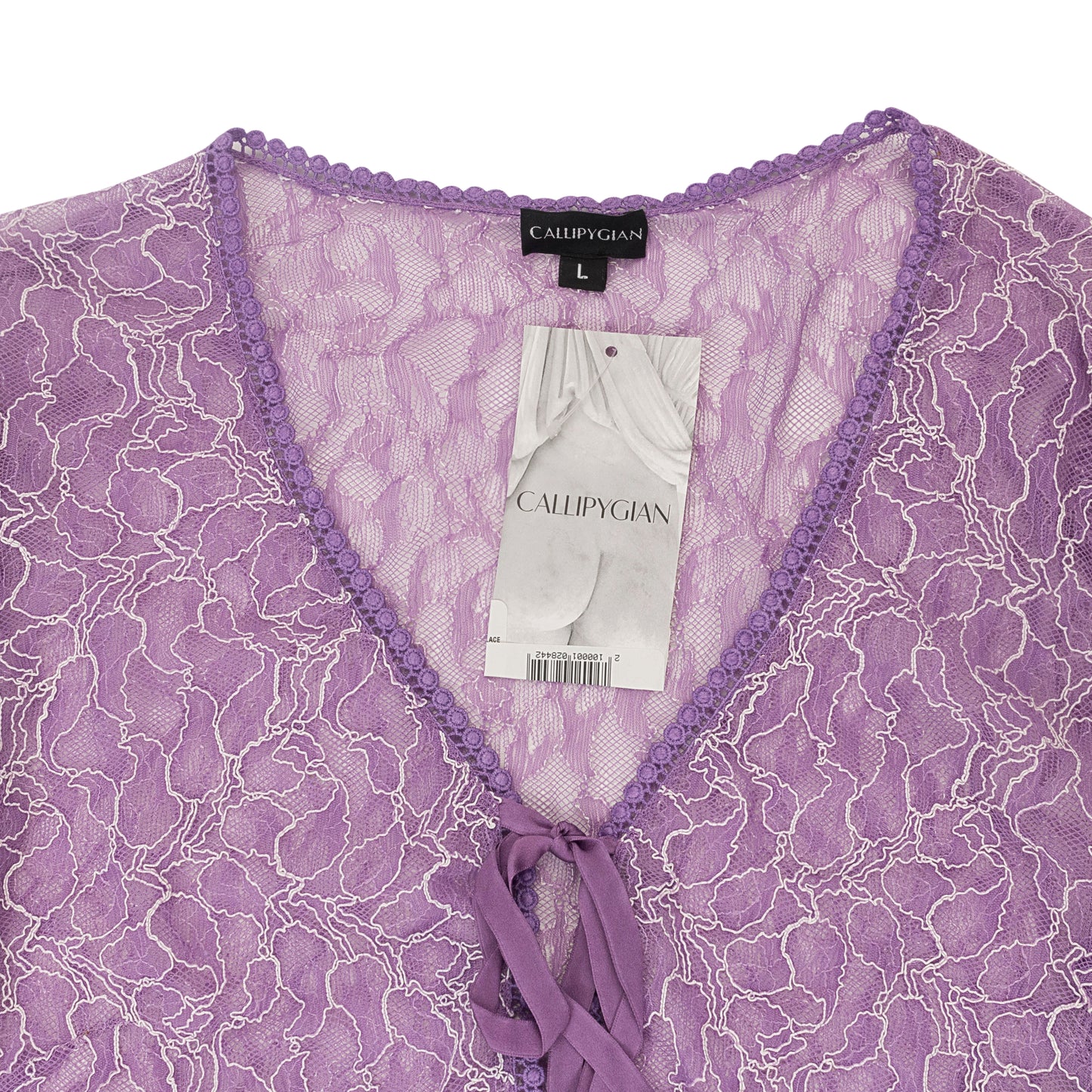 LACE TIE PURPLE BLOUSE