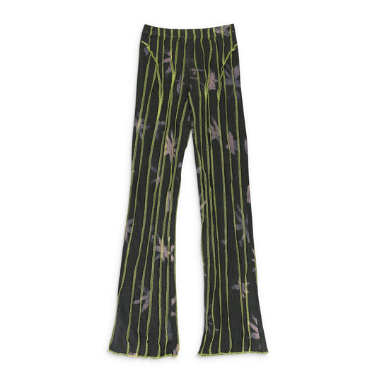 ANENOME PRINT 3D STRIPE BLACK GREEN STRAIGHT PANTS