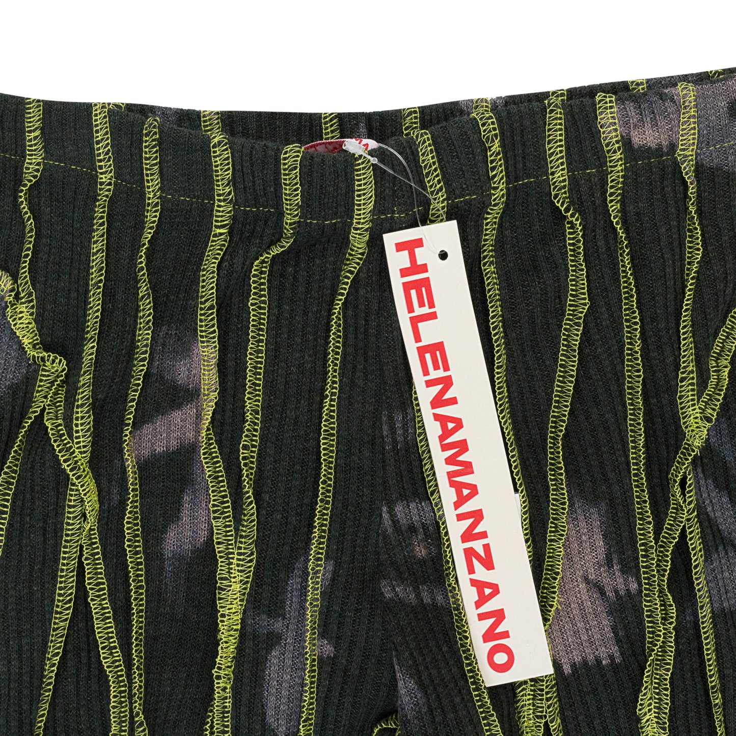 ANENOME PRINT 3D STRIPE BLACK GREEN STRAIGHT PANTS