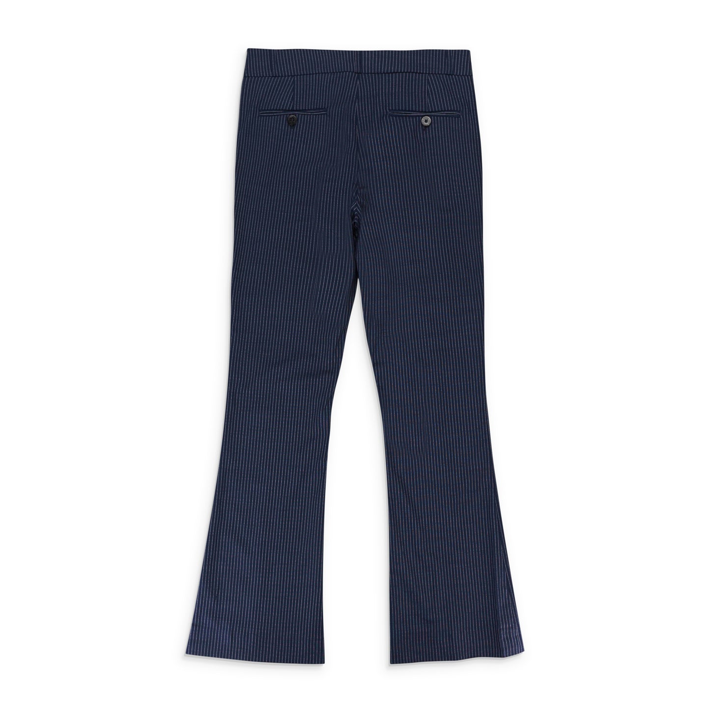 PINSTRIPE FLARE NAVY TROUSERS