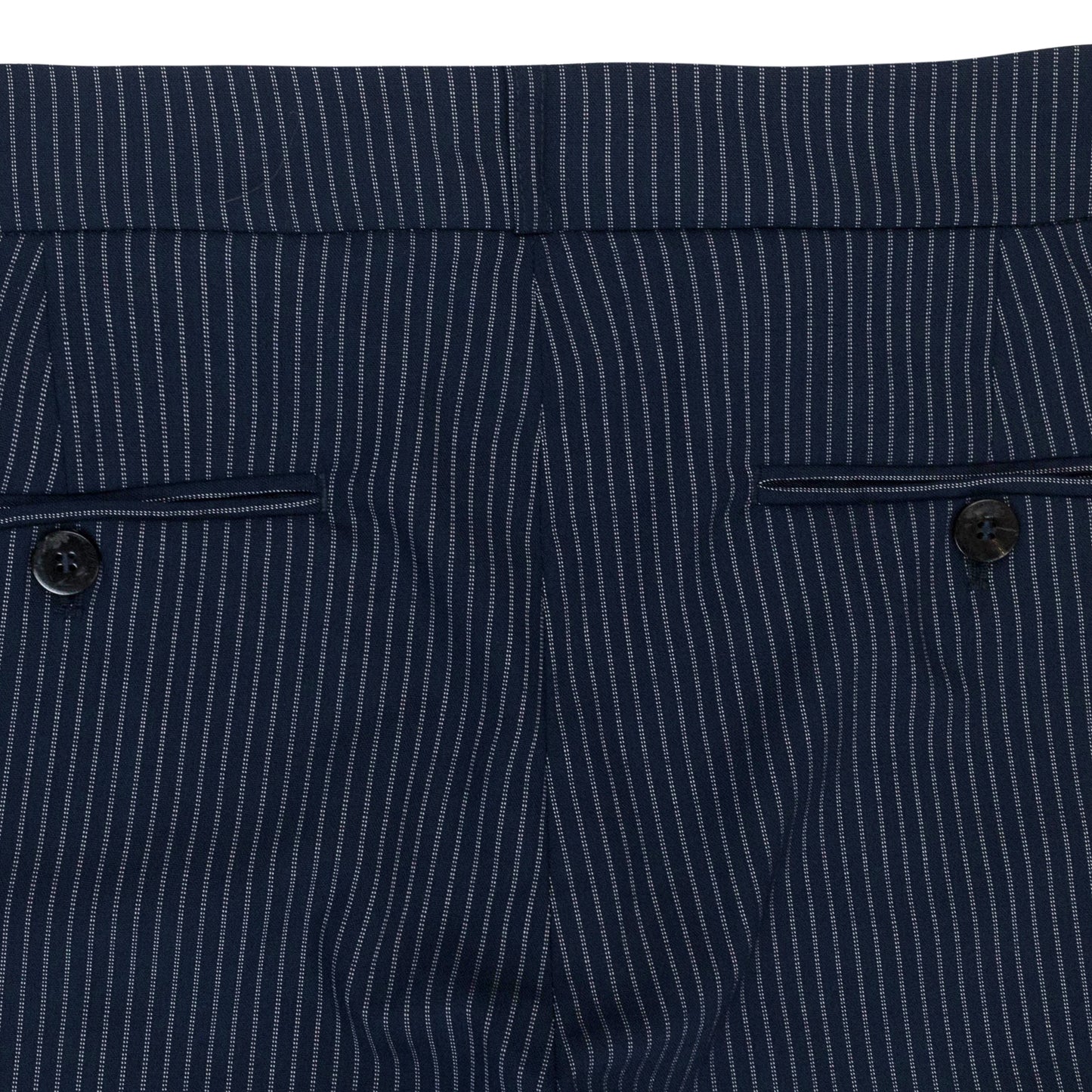 PINSTRIPE FLARE NAVY TROUSERS