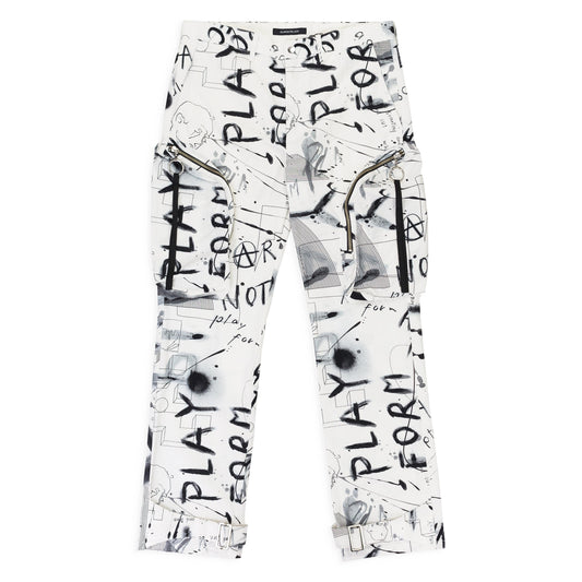 DRAWING PRINT BLACK WHITE TROUSERS