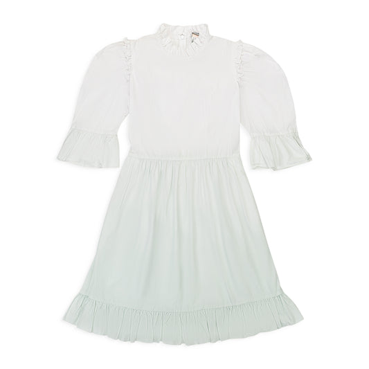 EXCLUSIVE DIP DYE SHORT PRAIRIE WHITE GREEN DAY DRESS