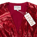 PAULA DEEP V NECK SEQUIN RED DAY DRESS