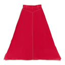 INES CONSTRAST STITCHED RED MAXI SKIRT