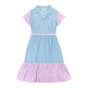 CHARLOTTE RUFFLE BLUE PURPLE DAY DRESS