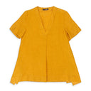 V-NECK SHORT SLEEVE YELLOW BLOUSE