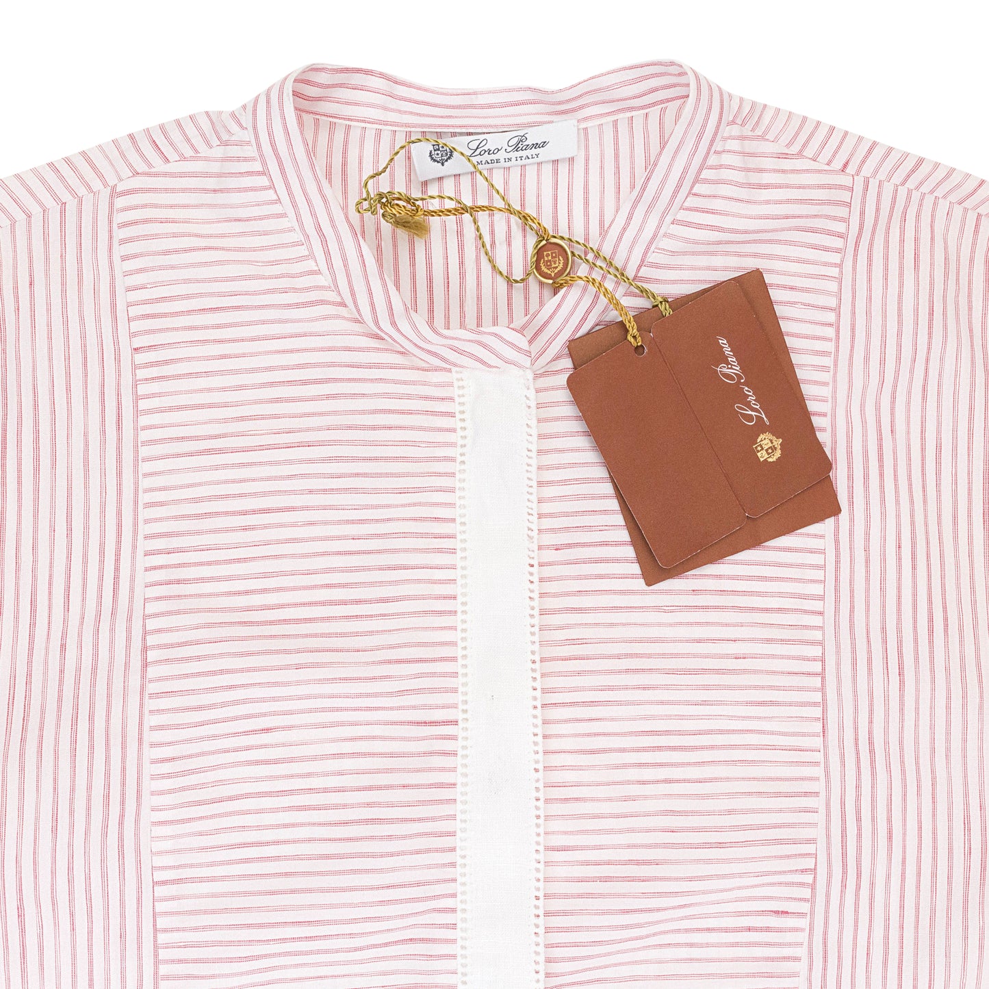 STRIPED MOCK NECK PINK BLOUSE