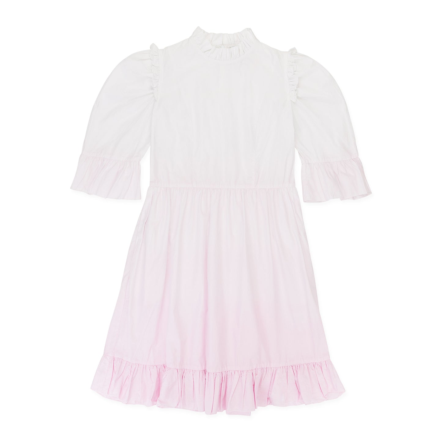 EXCLUSIVE DIP DYE SHORT PRAIRIE WHITE PINK DAY DRESS