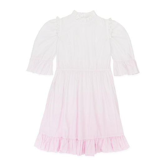 EXCLUSIVE DIP DYE SHORT PRAIRIE WHITE PINK DAY DRESS