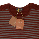 CASHMERE STRIPED BURGUNDY GRAY SWEATER