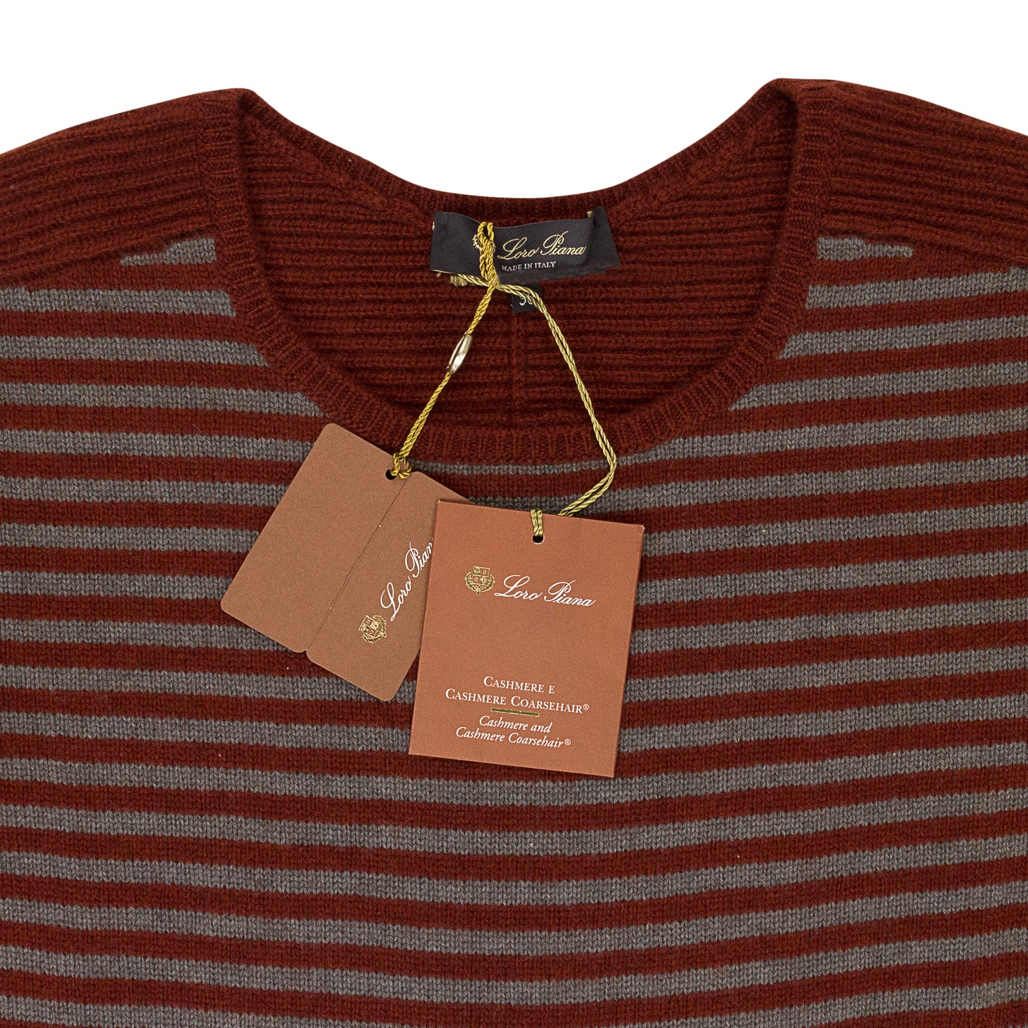 CASHMERE STRIPED BURGUNDY GRAY SWEATER