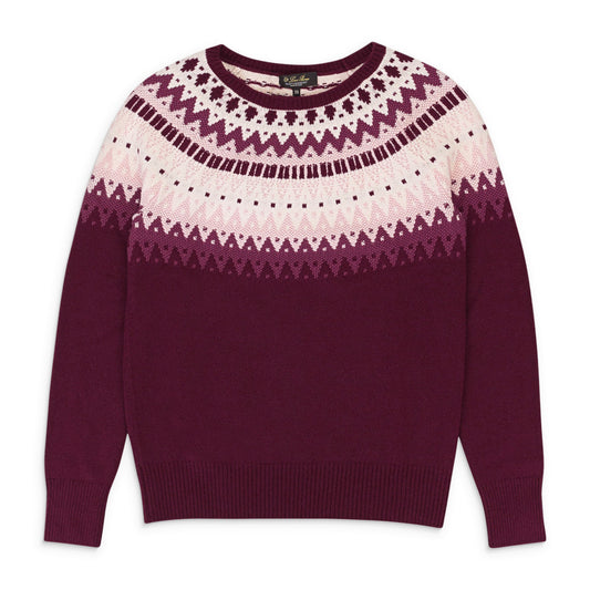 PATTERNED CREW NECK BURGUNDY SWEATER